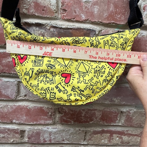 NWOT Uniqlo Keith Haring Yellow Graphic Print Crescent Crossbody RARE - Picture 8 of 8